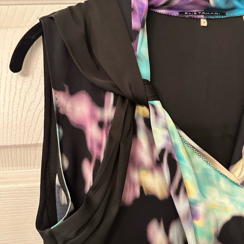ELIE TAHARI S Blue Purple Black Silk Abstract Blouse R $295 - Picture 12 of 14